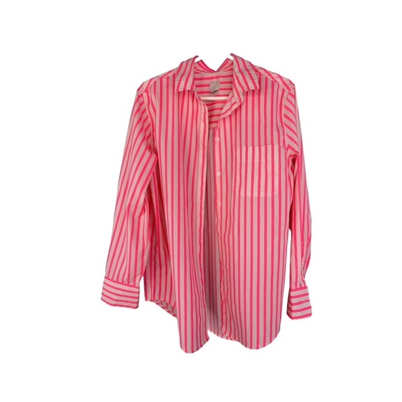 a new day Tops - a new day Pink and White Striped Button-Up Blouse